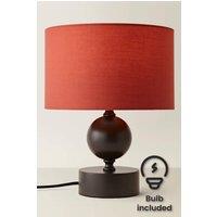 ValueLights Anthony Candlestick Table Lamp with Fabric Drum Lamp Shade & Bulb in Light Red