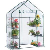 VonHaus Reinforced Cover 6 Shelves Compact Walk In Greenhouse in Clear