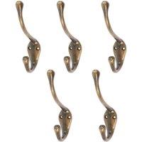 Havendro 5x Narrow Hat & Coat Hook Cast Iron Antique Vintage W30H140mm Brass in Gold