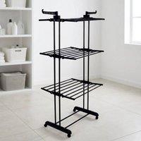 PAWNORA 4 Tier Winged Laundry Drying Tower with Wheels black