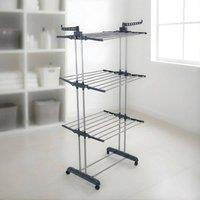 PAWNORA 4 Tier Winged Laundry Drying Tower with Wheels grey