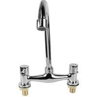 Kelvenix Modern Dual Lever Chrome Kitchen Sink Mixer Taps in Silver | Size: 10000mm x 520mm