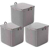 FLAVORA 3PCS 110L Large Clothes Quilt Storage Box in Grey | Size: 500mm