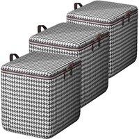 FLAVORA 3PCS 140L Large Clothes Quilt Storage Box in Grey | Size: 500mm