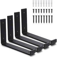 FLAVORA 200 mm 4 Pack-Heavy Duty Shelf Bracket in Black | Size: 10000mm x 520mm