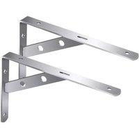 PAWNORA 2Pcs Heavy Duty L Shaped Angle Shelf Brackets in Silver