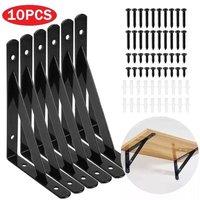FLAVORA 8inch Wall Mounted Shelf Brackets Support Rack in Black | Size: 10000mm x 520mm