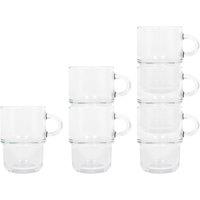 LAV Cozy Stacking Glass Coffee Cups - 350ml - Pack of 6 in Clear