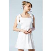 Oasis Women's Tie Shoulder Satin Bridal Mini Dress in Ivory | Size: 8