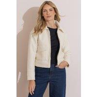 Klass. Women's Boucle Zip Up Jacket in Ivory | Size: Large
