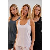 BCouture Women's 3-Pack Cotton Vests in Black | Size: Medium