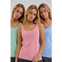 BCouture Women's 3-Pack Cotton Vests in Blue | Size: Large