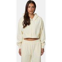 Good For Nothing Women's Vintage Wash Cropped Zip Through Hoodie in Yellow | Size: Small