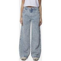 Good For Nothing Women's Baggy Jacquard Denim Jeans in Blue | Size: 14