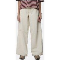 Good For Nothing Women's Baggy Fit Denim Jean with Monogram Stitching in Ecru | Size: 12