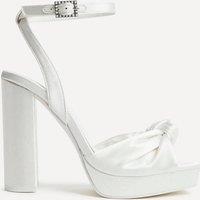 Linzi Women's Altar Bridal Ivory Satin Platform Heeled Sandals in White | Size: 4-Standard Fit