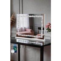 Fascinate Women's Crushed Diamond Hollywood Mirror - 58x48cm, Bluetooth & Speaker Phone, 15 LED in White | Size: 58x48 cm