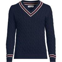 Lands' End Men's Drifter V-neck Cable Knit Jumper in Dark Navy | Size: 2XL