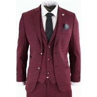 TruClothing Men's stz11 3 Piece Tweed Suit Herringbone in Burgundy | Size: 40R