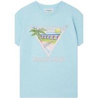 Casablanca Men's Tennis Club Icon Short Sleeve Crew T-shirt in Duck Egg Blue | Size: 3XL