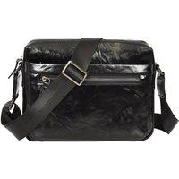 House of Leather Men's Distressed Cowhide Leather Crossbody Flight Bag HOL-7724 in Black