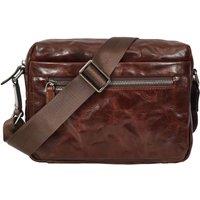 House of Leather Men's Distressed Cowhide Leather Crossbody Flight Bag HOL-7724 in Brown