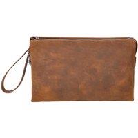House of Leather Men's Mens Real Leather Wrist Bag Lockable Clutch Organiser Travel Pouch Thames Black in Light Brown | Size: Small