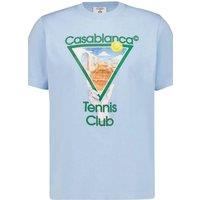 Casablanca Men's Short Sleeve Round T-shirt in Baby Blue | Size: 3XL