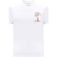 Casablanca Men's Nature Teacher Short Sleeve Round T-shirt in White | Size: Large