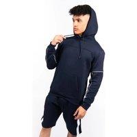 AARHON Men's Contrast Piped Hoodie & Shorts Set - Sico in Navy | Size: Large