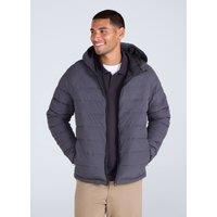 Animal Men's 'Light Cloud Cosi' Warm Full Zip Adjustable Hood Marl Padded Jacket in Charcoal | Size: Medium
