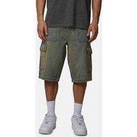Good For Nothing Men's Baggy Washed Denim Cargo Shorts in Blue | Size: 28R