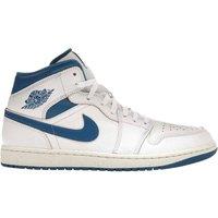 Nike Men's Air Jordan 1 Leather Mid Cut Trainers in White | Size: 10
