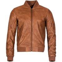 Infinity Leather Men's Retro Varsity Leather Bomber Jacket-Pretoria in Tan | Size: XL