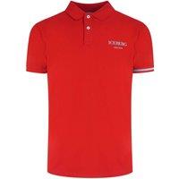 ICE ICEBERG Men's Short Sleeve Button Closure Polo Shirt in Red | Size: Medium