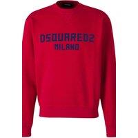 Dsquared2 Men's Milano Long Sleeve Crew Neck Regular Fit Sweater in Red | Size: 2XL