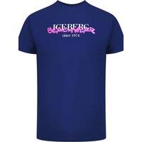 ICE ICEBERG Men's Beachwear Short Sleeve Crew Neck T-shirt in Indigo | Size: Medium