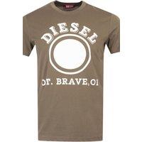 Diesel Men's 1976 Short Sleeve Crew Neck Regular Fit T-shirt in Olive | Size: Small