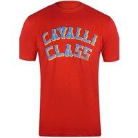 Cavalli Class Men's Short Sleeve Crew T-shirt in Red | Size: Medium