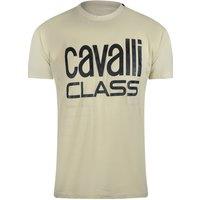 Cavalli Class Men's Short Sleeve Crew T-shirt in Ecru | Size: Large
