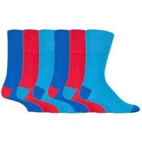SOCKSHOP Gentle Grip Men's 6 Pack Elastic Cotton Socks for Poor Circulation in Mid Blue | Size: 6-11