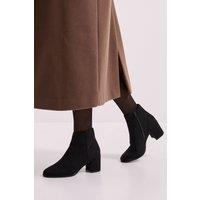 Dorothy Perkins Women's Wide Fit Morgan Round Toe Medium Block Heel Ankle Boots in Natural Black | Size: 4