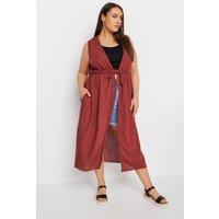 Yours Women's Longline Crinke Kimono in Orange | Size: 18-20