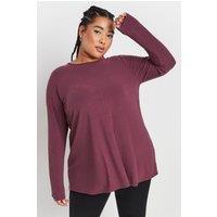 Yours Women's Ribbed Swing Top in Purple | Size: 14