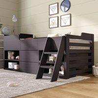 Rolipo Kids 3ft Single Mid Sleeper Cabin Bed with Storage Drawers in Dark Brown