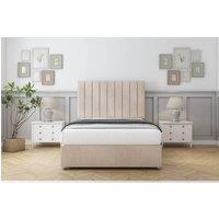 Comfort Beds Tokyo Naples Divan Base 2 Drawers Left Side - 26 Headboard in Light Sand | Size: Small Double