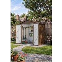 Living and Home 4x6FT Metal Garden Storage Shed with Lockable Door in Brown
