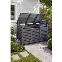 Garden Sanctuary Outdoor Spruce Wood Garbage Can Garden Storage Shed in Grey