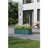 Garden Sanctuary Oval-Shaped Galvanised Steel Raised Garden Bed in Green
