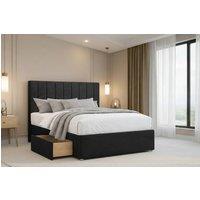 Chester & Oakley Lunar Plush Divan Bed Base 2 Drawers Same Side - 26 Headboard in Black | Size: King